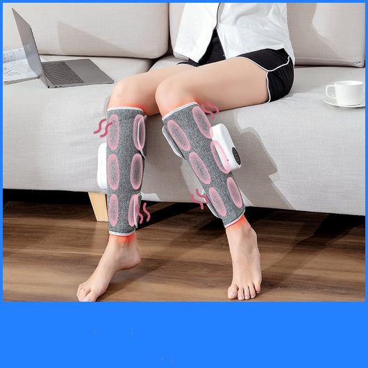 Pair of gray wireless leg massagers with heating, air pressure, and vibration functions for relaxation. - Image 4