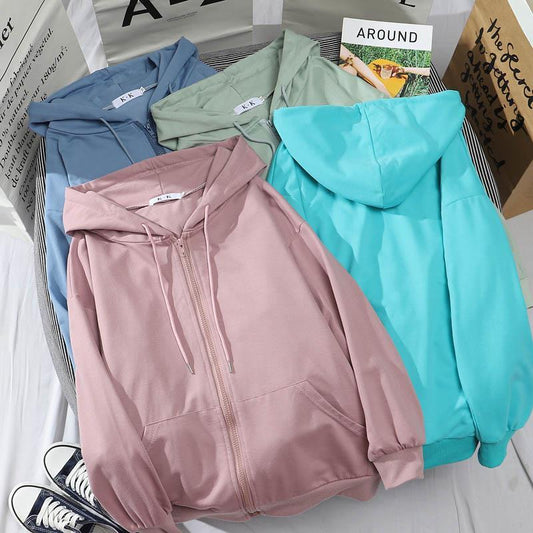 Abrigo Sudadera con Capucha y Manga Larga en Colores Lisos