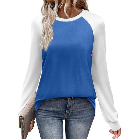 Camiseta Manga Larga Combinada Casual Cuello Redondo Multiuso - Image 3