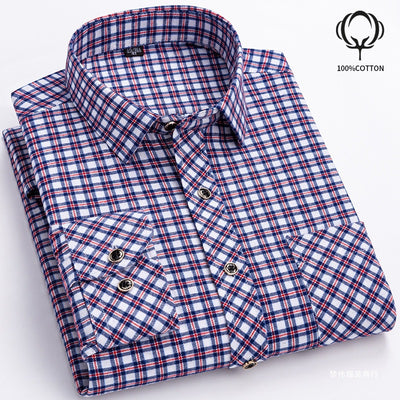 Camisa de Cuadros Suelta en Algodón para Hombre de Manga Larga - Image 4