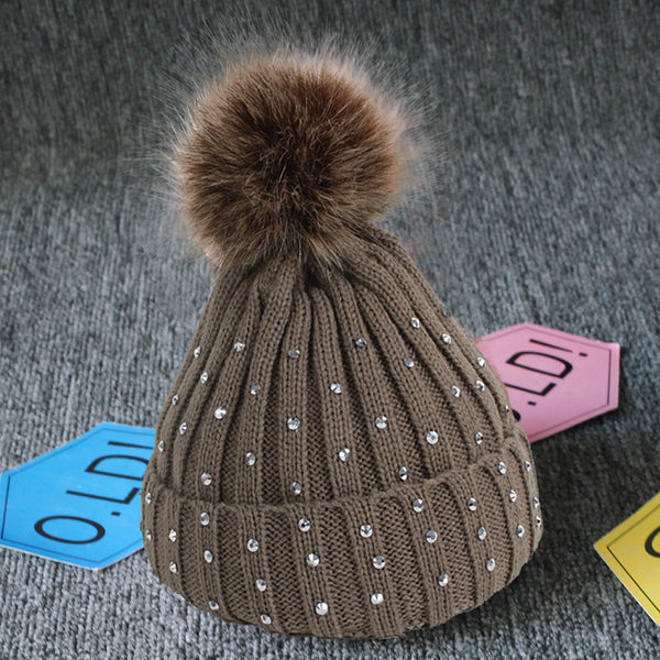 Gorro de Lana Tejida para Niños con Pompón Grande