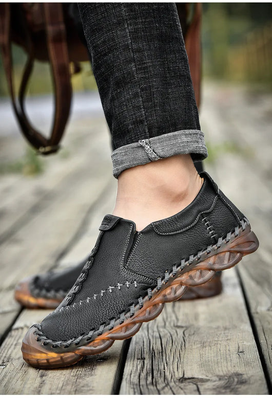 Zapatos Casuales de Cuero Artesanal Transpirable para Hombre - Image 22