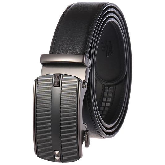 Cinturón de Cuero Doble Capa con Hebilla Automática para Hombre - Image 2