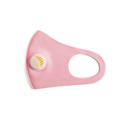 Black ice silk cotton face mask with a white breathing valve and ear loops for comfortable wear. - Image 14