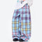 Pantalones Casuales Rectos con Patrón Cuadros Degradado Retro