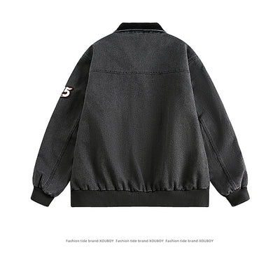Chaqueta de Mezclilla Universitaria con Bordado en Solapa para Parejas - Image 10