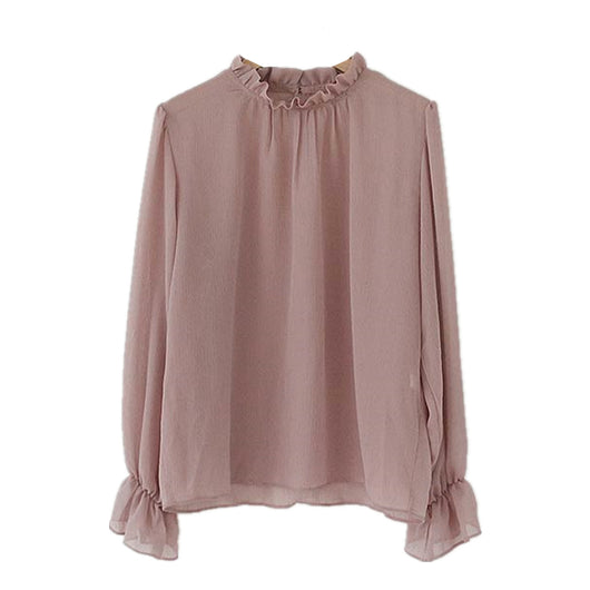 Blusa de Gasa con Mangas Acampanadas Versátil - Image 5