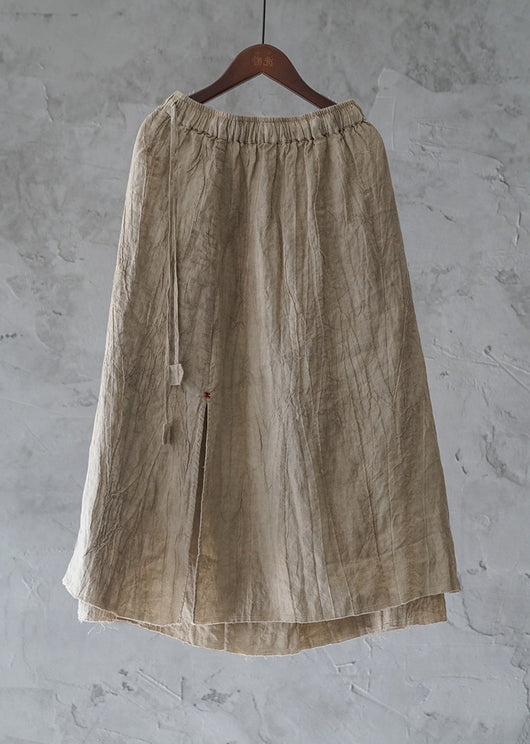Falda Lino Teñido Vintage Slim con Borde Deshilachado - Diseño Retro Versátil - Image 9