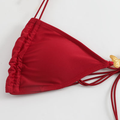 Traje de Baño Triangular con Cordón Elástico y Diseño Mariposa para Mujer - Image 29