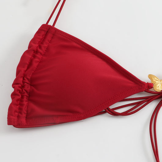 Traje de Baño Triangular con Cordón Elástico y Diseño Mariposa para Mujer - Image 29