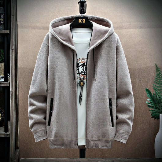 Cardigan Hoodie Acolchado de Terciopelo para Hombre