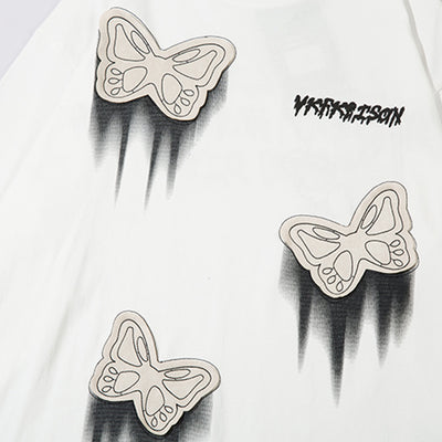 Camiseta de Algodón para Hombre con Parche Decorativo de Mariposa - Image 5