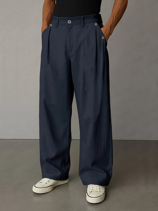 Pantalones Casuales Rectos de Color Liso para Hombre - Image 7