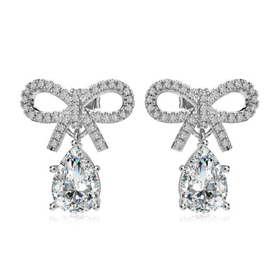 Aretes de Plata S925 Diseño Lazo con Gota de Agua Rosa - Elegancia Exclusiva para Mujer - Image 7