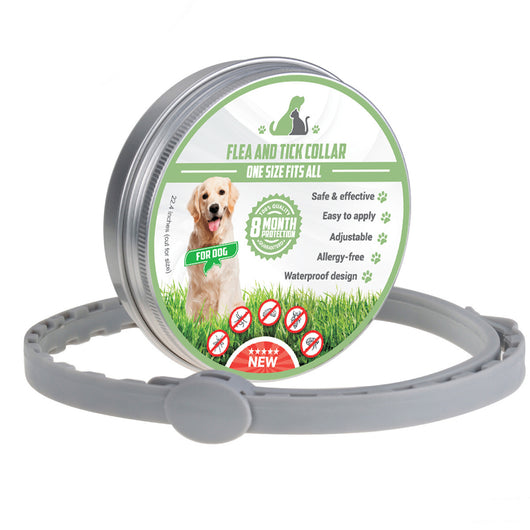 Light grey pet collar, 15 inches long, for flea and insect repellent, made with natural oils and extracts. Features water resistance, non-greasy, and odorless m - Image 8