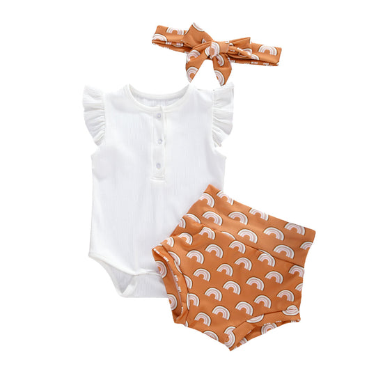Conjunto de 3 Piezas para Niña: Top Blanco con Botones, Short Estampado y Blazer - Image 9