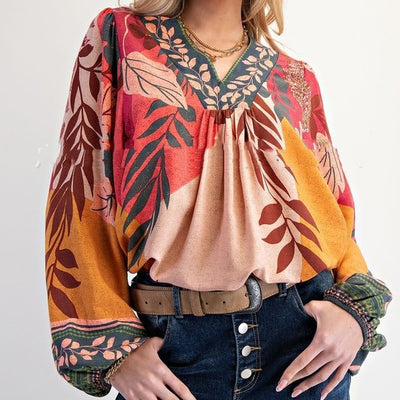 Blusa Suelta de Cuello en V y Manga Larga - Image 8