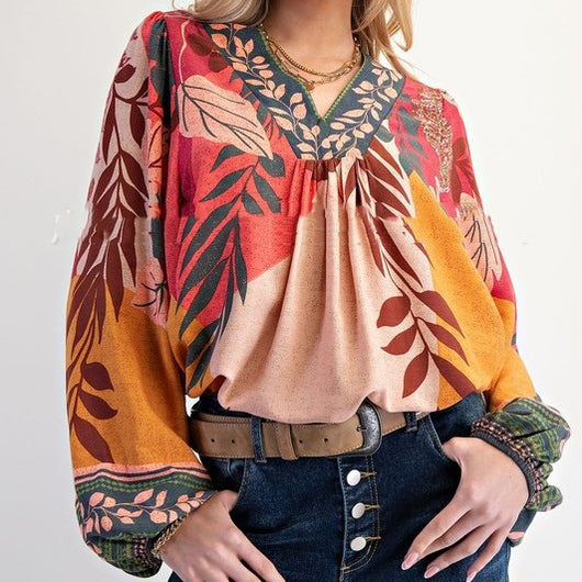 Blusa Suelta de Cuello en V y Manga Larga - Image 8