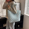 Bolso Tote Acolchado de Algodón con Diseño Rombo