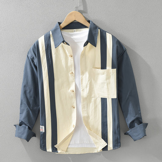 Camisa de Manga Larga con Costuras Retro para Hombre - Image 11