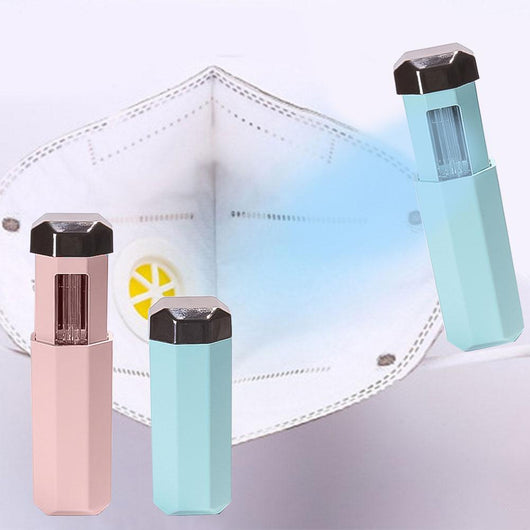 Portable UVC germicidal wand with an octagonal light blue body and a dark brown cap, featuring visible UVC bulbs. - Image 9