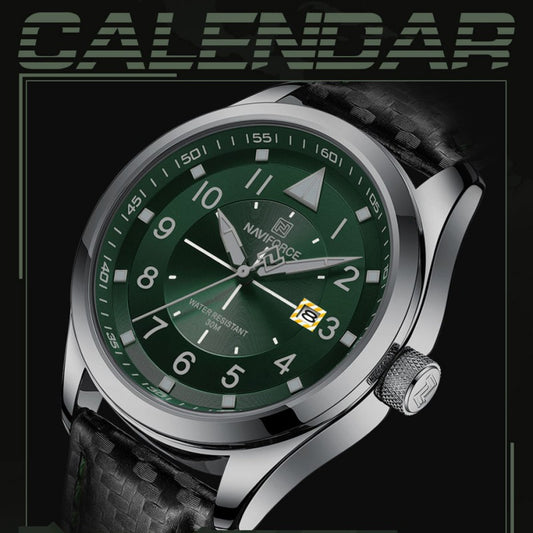 Reloj de Pulsera con Calendario Semanal, Hebilla de Cuero y Cristal Mineral - Image 2