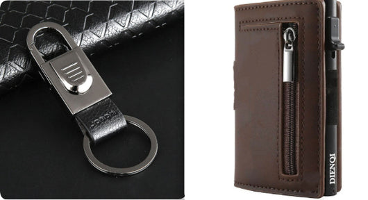 Billetera de Cuero con Patrón de Fibra de Carbono - Organizador Multifuncional para Hombre - Image 8