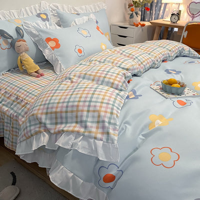Juego de Cama Princesa 4 Piezas Estilo Coreano con Encaje - Image 10