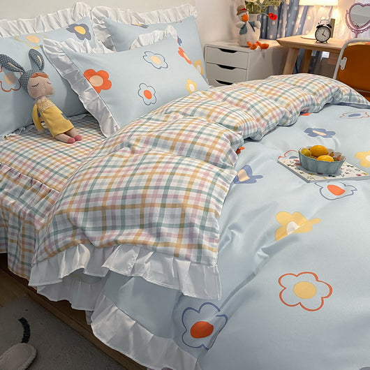 Juego de Cama Princesa 4 Piezas Estilo Coreano con Encaje - Image 10