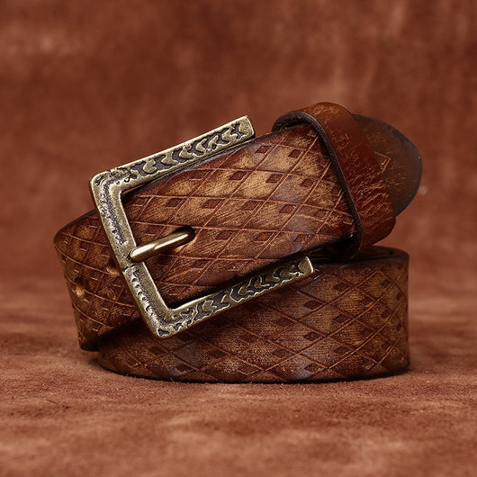 Cinturón de Cuero para Hombre con Hebilla Diamantada Tallada - Image 11