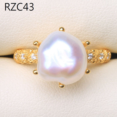 Anillo de Perla Barroca Natural Diseño Luna Platino - Image 63