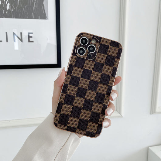 Funda de Cuero Galvanizada con Textura Cuadros para Celular - Image 10