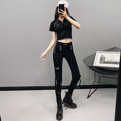 Pantalones Negros Cintura Alta Elásticos Ajustados para Mujer - Image 10