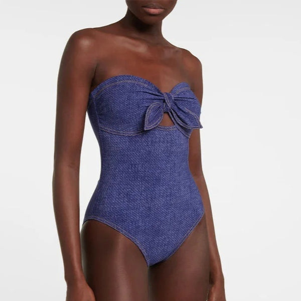 Traje de Baño Vintage Denim Una Pieza para Mujer