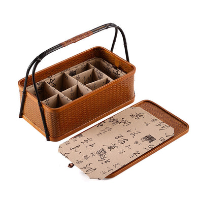 Contenedor Hermético de Bambú Rectangular Doble Capa con Tapa - Caja Portátil para Alimentos y Té - Image 9