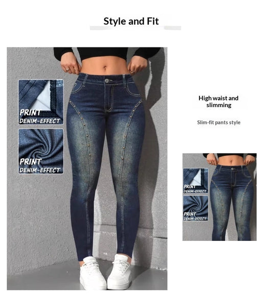 Pantalones Estampados Talle Alto Ajustados con Elasticidad para Mujer - Image 10