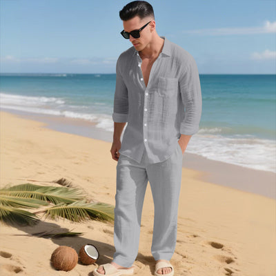 Conjunto de Camisa Suelta y Pantalón de Manga Larga para Playa - Image 8
