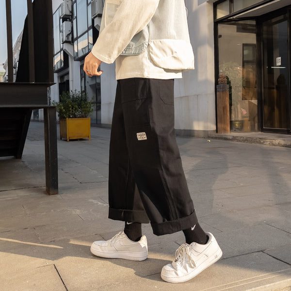 Pantalones Japoneses Sueltos de Color Liso - Comodidad Casual
