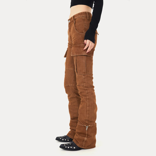 Pantalones Denim Casual Marrón para Mujer - Corte Moderno y Versátil - Image 5