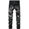 Pantalones Jeans Slim Fit Elásticos con Estampado Negro para Hombre