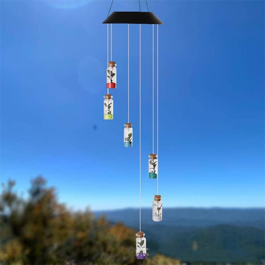 Lámpara Solar Decorativa Botella de Deseos con Luz LED Multicolor
