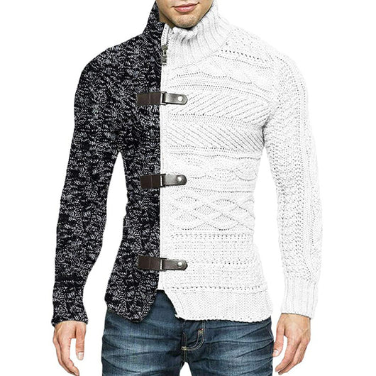 Cardigan de Punto con Bloques de Color y Botones en Cuero - Image 9