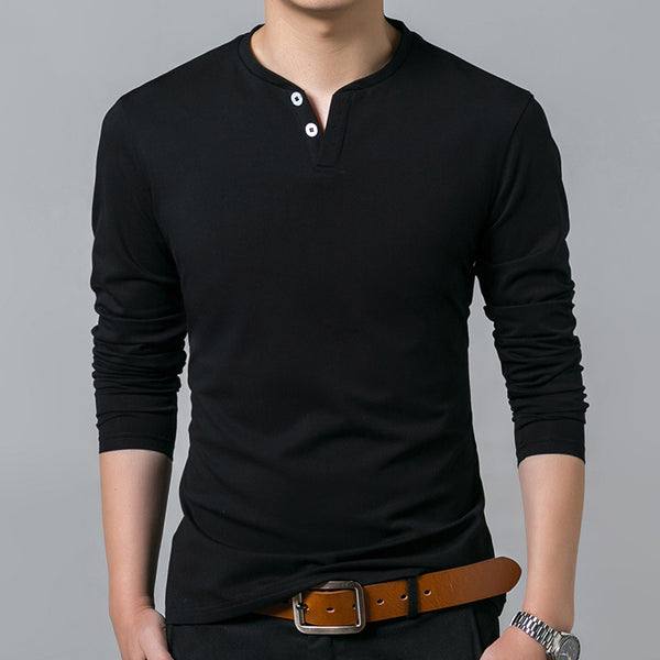 Playera Cuello V Hombre - Diseño Clásico de Color Liso