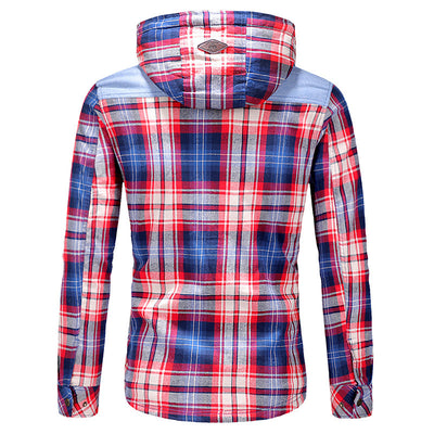 Camisa Acolchada Tipo Plaid para Hombre Talla Grande con Capucha - Otoño e Invierno - Image 3
