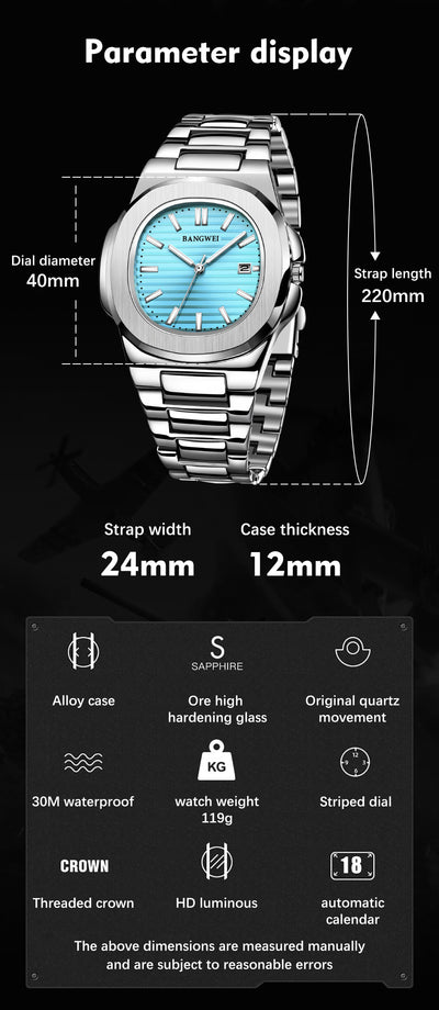 Reloj Hombre Acero Inoxidable Resistente al Agua con Esfera Luminosa - Image 19