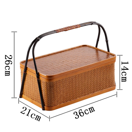 Contenedor Hermético de Bambú Rectangular Doble Capa con Tapa - Caja Portátil para Alimentos y Té - Image 11