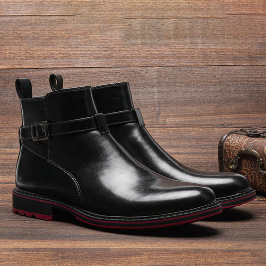 Botas Negras de Moda para Hombre con Detalles en Rojo - Image 8