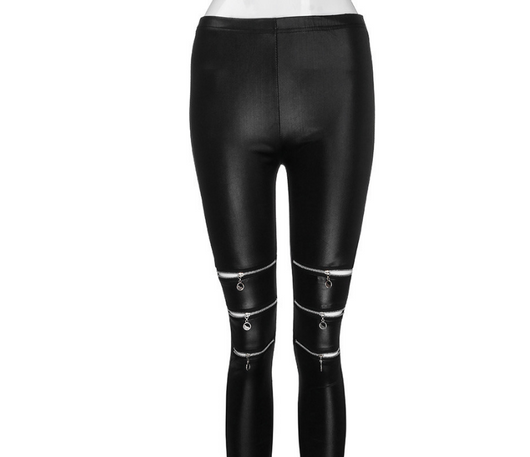 Leggings de Cuero Activos con Recortes Huecos y Cremalleras Altas para Mujer - Image 6