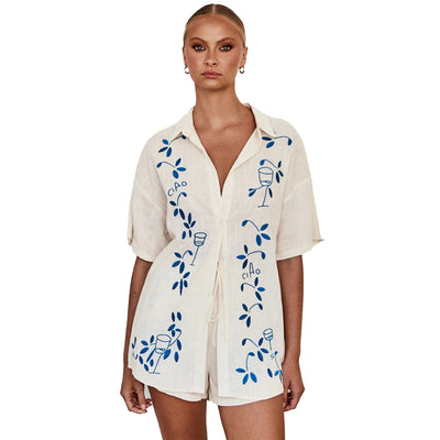 Conjunto Casual de Camisa Corta con Bordado 3D y Textura - Image 41