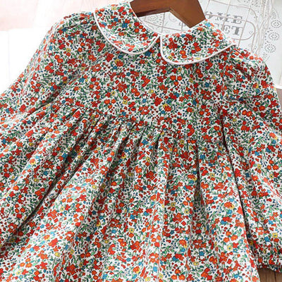 Vestido de Niña de Algodón con Flores y Mangas Largas - Image 7